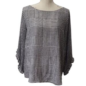 Calvin Klein Black and White Bell Sleeve Blouse